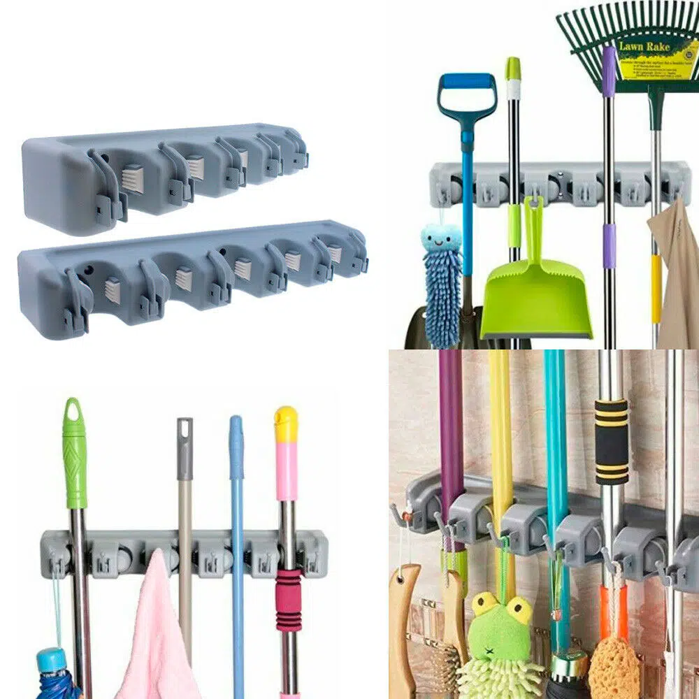 organizador con soporte para escobas