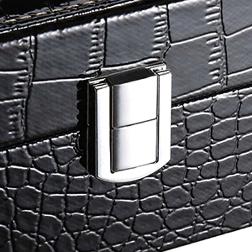 Estuche-organizador-para-reloj-con-textura-de-piel-de-cocodrilo estuche para relojes cuero pu piel de cocodrilo