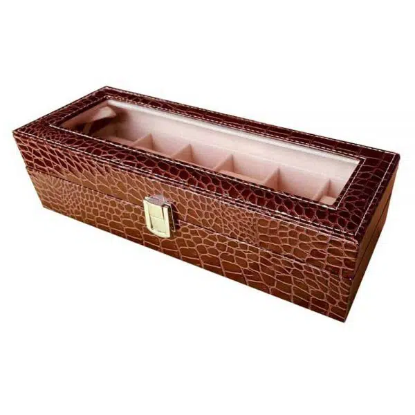 caja porta reloj estilo piel de cocodrilo