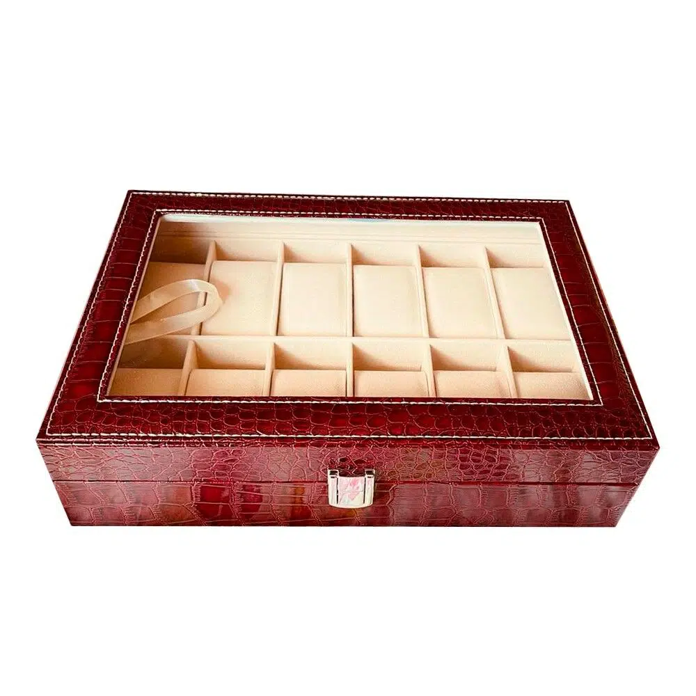 caja-organizador-porta-reloj-12-vino caja organizador reloj x 12